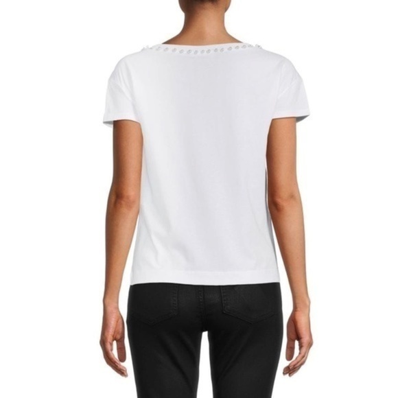Authentic Love Moschino Faux Pearl Embellished Glittered Tee NWT - Picture 7 of 14